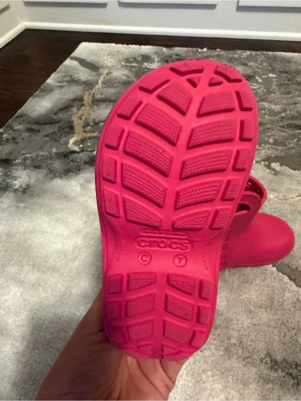 CROCS Kids Hot Pink Rain Boots with Side Handles